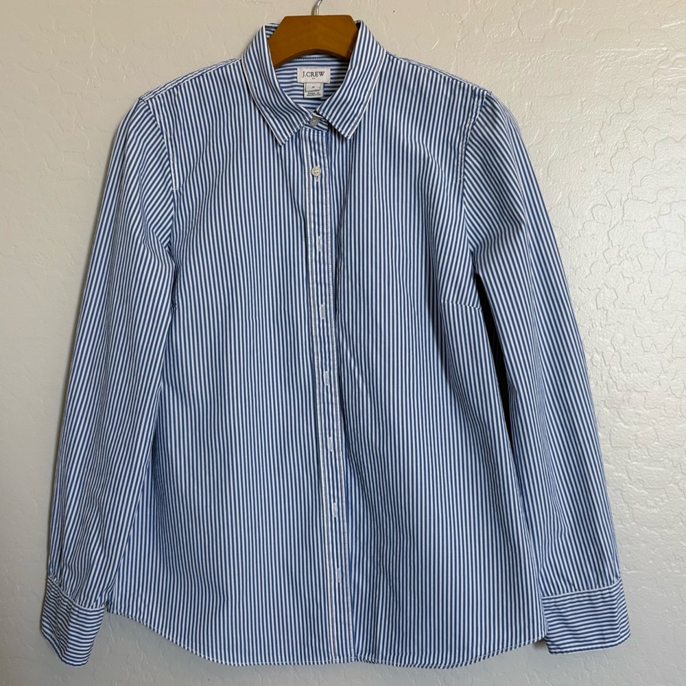 J.Crew Navy and White Striped Shirt
